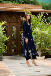 DA-2232 BLUE EMBROIDERED KURTA